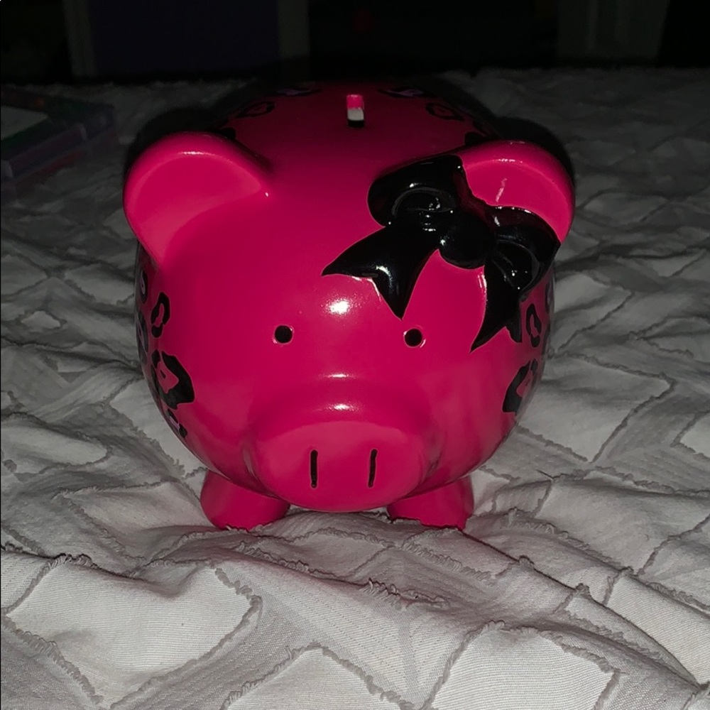 pink and black leopard piggy bank